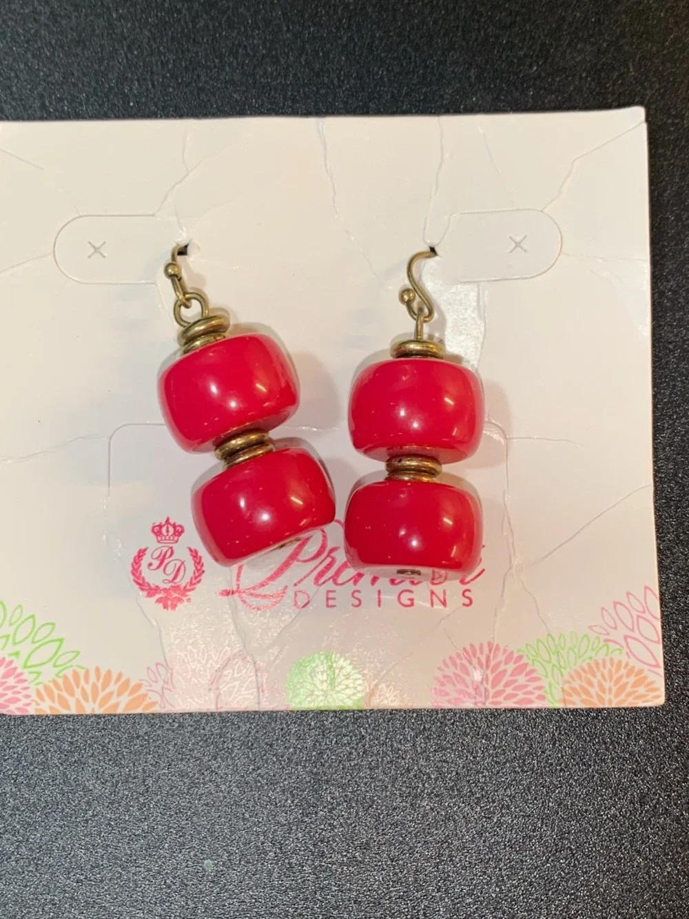 NWT Premier Designs dark pink Bead Drop Earrings -